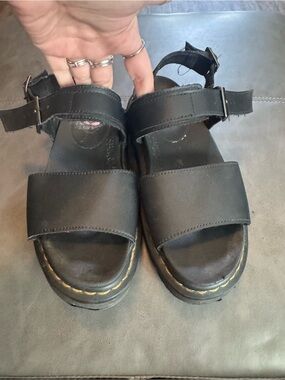 Dr. Martens Black Leather Platform Sandals